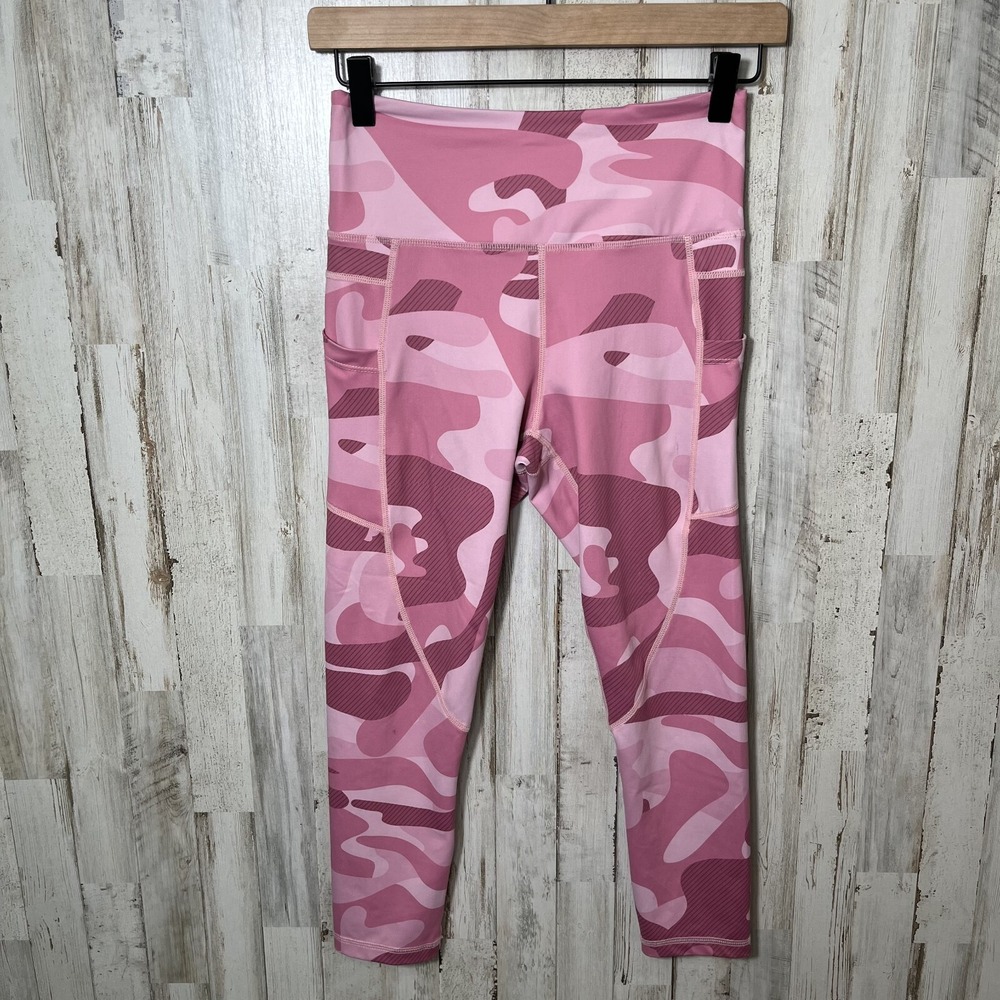 Zyia Active Women's Pink Camo High Rise Cropped‎ Leggings Size 4